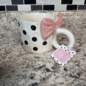Artisan Mug with Pink Bow and Black Polka Dots